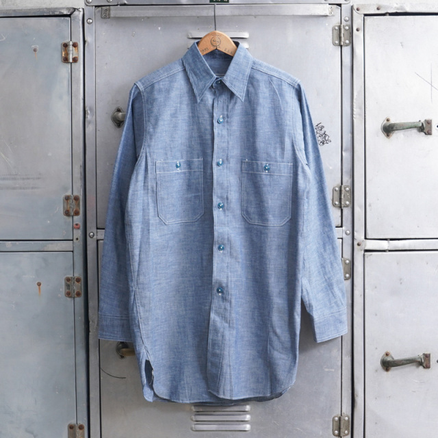 1940s U.S. NAVY Chambray ユーティリティシャツ DEADSTOCK 14サイズ【T】【キャンペーン対象外】
