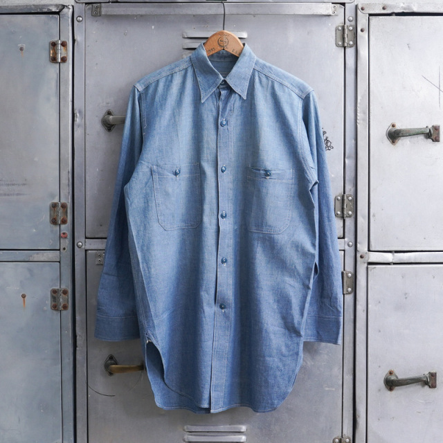 1940s U.S. NAVY Chambray ユーティリティシャツ サイズ14【T】【キャンペーン対象外】