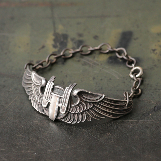 WWII 40s USAAF ウィング ブレスレット MOODY BROS L.A. CAL. STERLING 925 スウィートハートジュエリー 飛行章【T】【キャンペーン対象外】