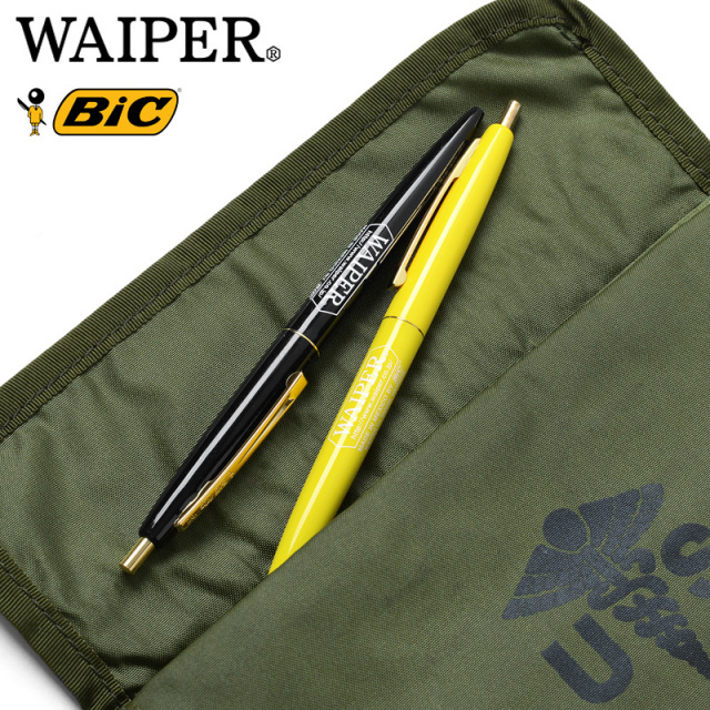 【ネコポス便対応】BIC×WAIPER.inc LOGO ボールペン 2pcs BLACK/YELLOW 【T】【キャンペーン対象外】ミリタリー