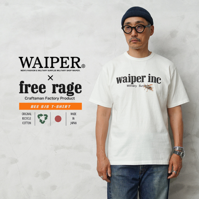 【即日出荷対応】WAIPER×free rage フリーレイジ S/S “Bee” 半袖 Tシャツ 日本製【キャンペーン対象外】【TB】蜂