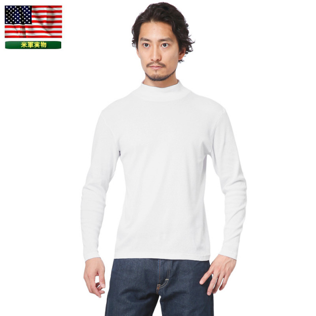実物 新品 米軍 COLD WEATHER MOCK NECK 長袖 アンダーシャツ WHITE ミリタリーシャツ 米軍放出品 ミリタリーファッション 軍服【キャンペーン対象外】【T】