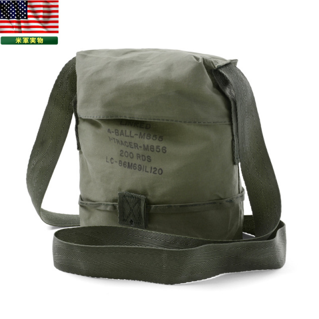 実物 米軍 G.I. 5.56mm AMMO コットンショルダーポーチ USED 米軍放出品【キャンペーン対象外】【T】ミリタリー