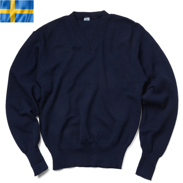 実物 スウェーデン軍 マリーン Vネックセーター ネイビー ミリタリーファッション 軍服【キャンペーン対象外】【T】