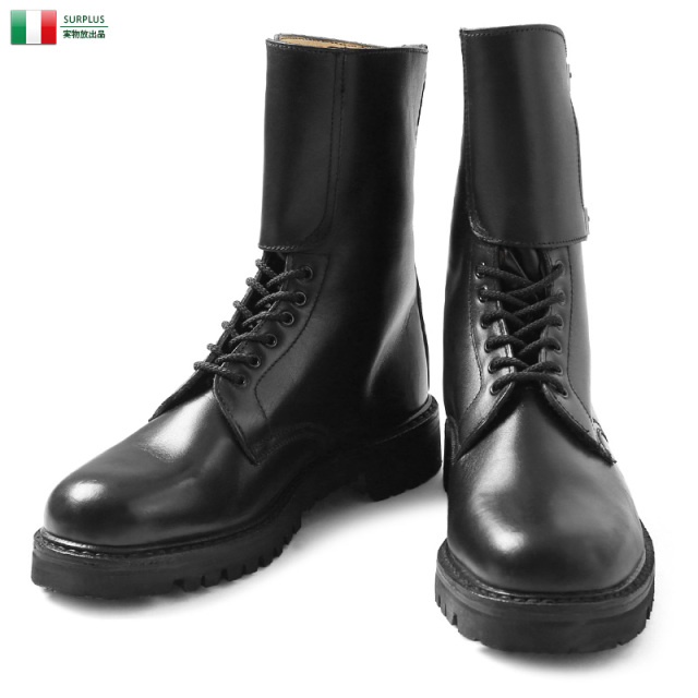 実物 新品 イタリア軍 サイドバックル レザーブーツ ミリタリー 軍放出品 ファッション【キャンペーン対象外】【T】