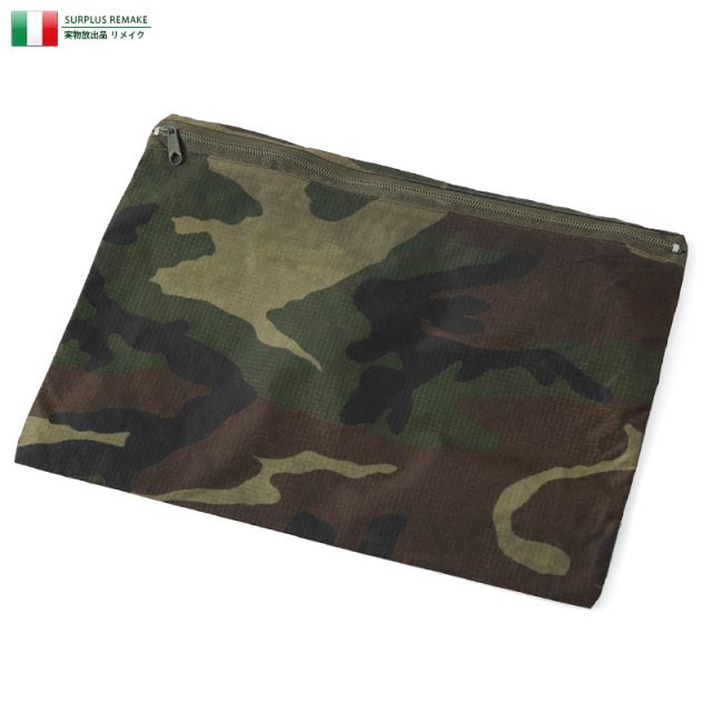【ネコポス便対応】実物 USED イタリア軍 リメイクポーチ WOODLAND CAMO ミリタリー 軍放出品【キャンペーン対象外】【T】
