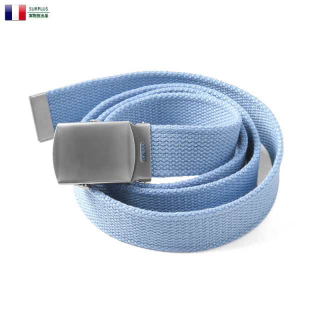 【ネコポス便対応】実物 新品 フランス軍 G.I. キャンバスベルト BLUE【キャンペーン対象外】【T】ミリタリー