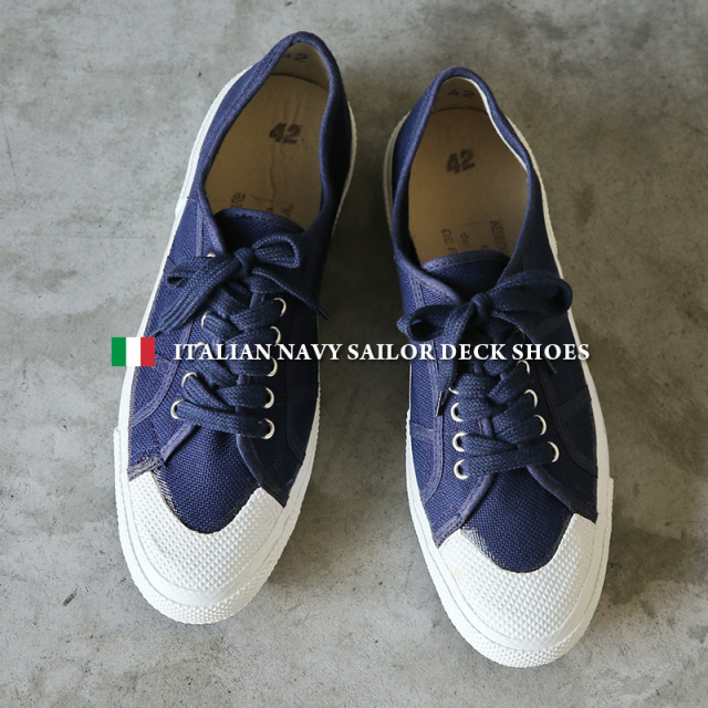 実物 新品 デッドストック イタリア軍 セーラーデッキシューズ スニーカー【キャンペーン対象外】【I】ミリタリー