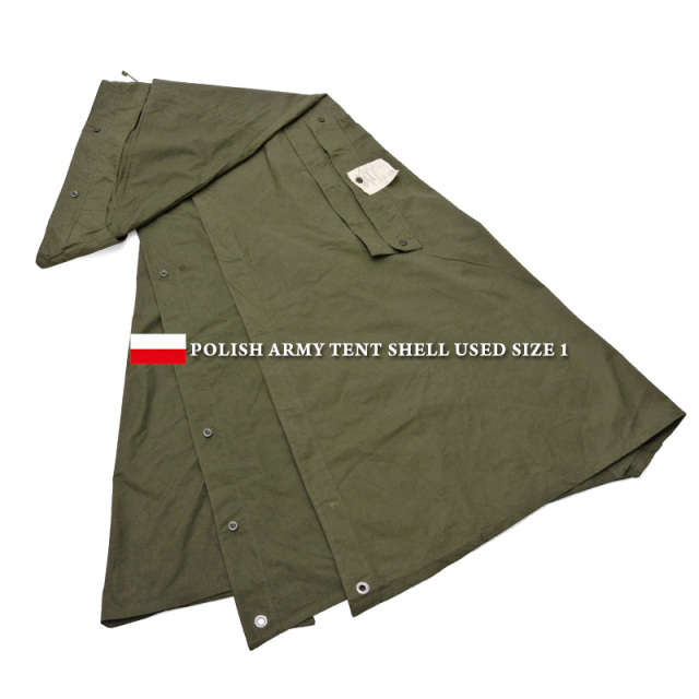 ★割引中15％OFF★実物 USED ポーランド軍 テントシート テントシェル OLIVE サイズ1【キャンペーン対象外】 ミリタリー 軍幕【T】