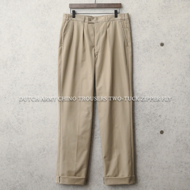 希少 実物 新品 デッドストック オランダ軍 チノパン ツータック ジッパーフライ【キャンペーン対象外】【I】ミリタリーファッション 軍服 軍パン