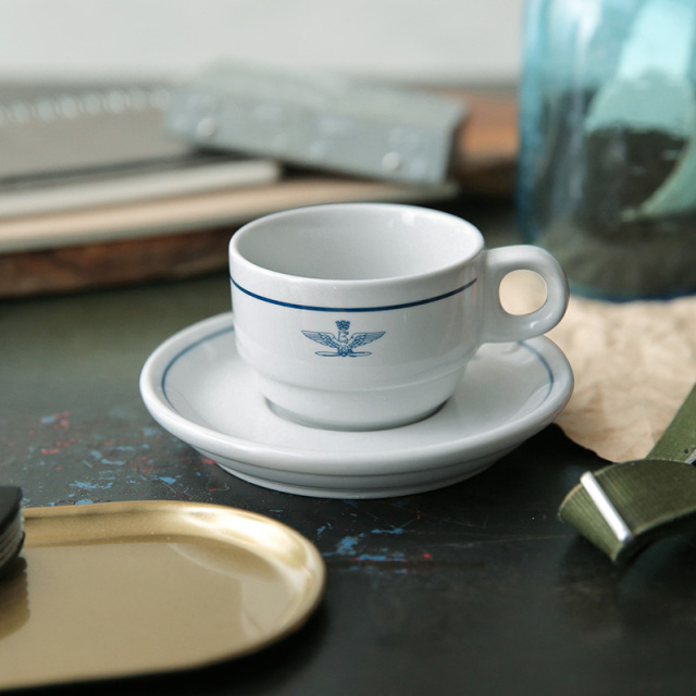 ☆今だけ15%OFF☆実物 新品 デッドストック イタリア軍 A.M.I. カプチーノカップ&ソーサー【キャンペーン対象外】【T】ミリタリー