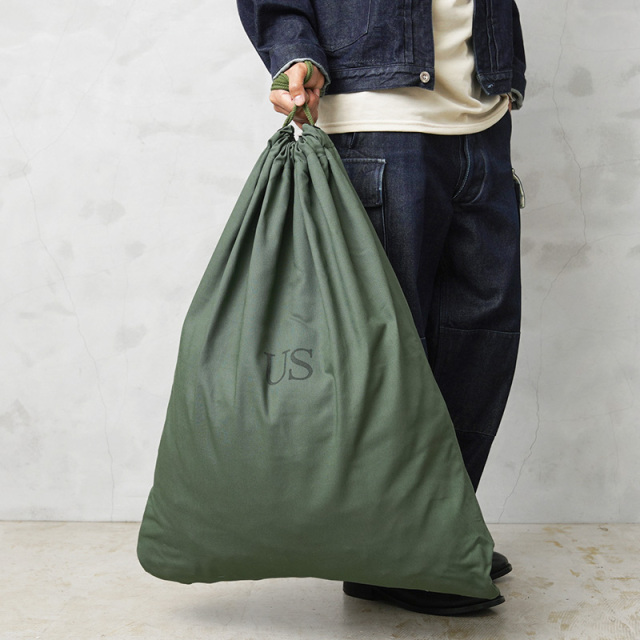 実物 新品 デッドストック 米軍 OD コットンサテン ランドリーバッグ  