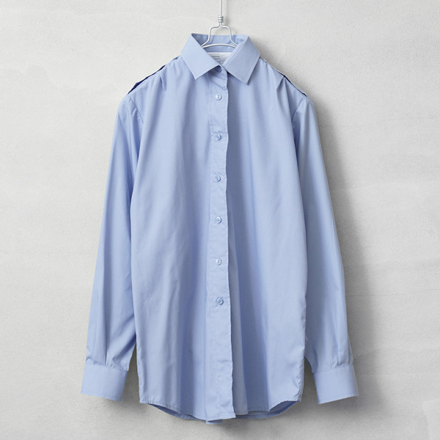 ☆今だけ15%OFF☆実物 USED イギリス軍 レディース ROYAL AIR FORCE（RAF）ロングスリーブ ワーキング ドレスシャツ ペールブルー【キャンペーン対象外】【I】ミリタリー