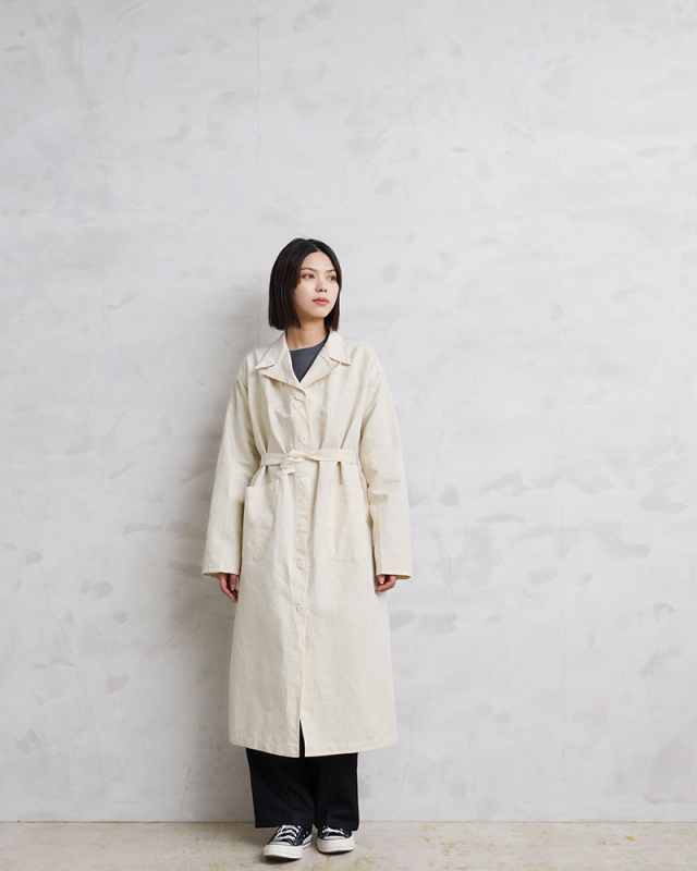 実物 新品 デッドストック フランス軍 レディース リネン メディカルコート 