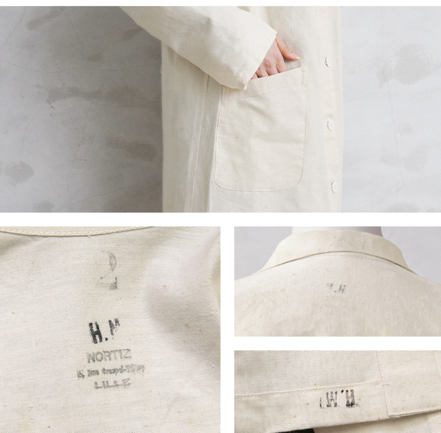 実物 新品 デッドストック フランス軍 レディース リネン メディカルコート 