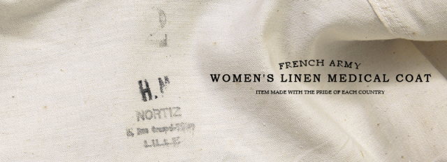実物 新品 デッドストック フランス軍 レディース リネン メディカルコート 
