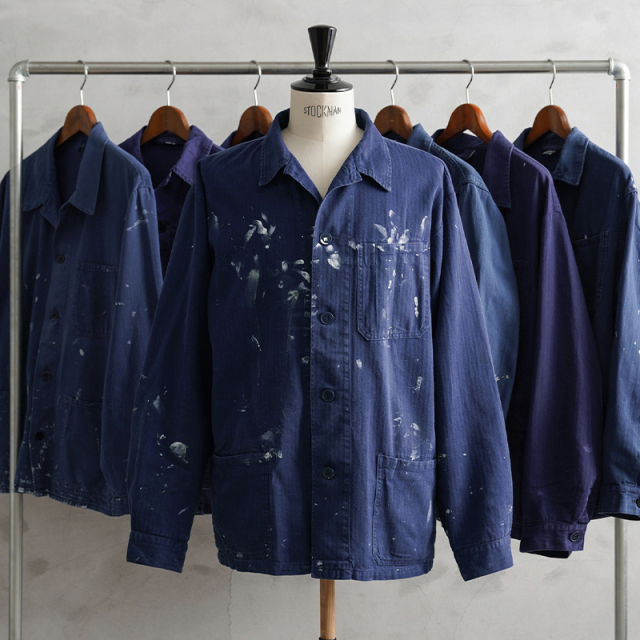 ☆今だけ15％OFF割引☆実物 USED オーストリア軍 ヘリンボーンツイル ブルーワークジャケット FADED CONDITION【キャンペーン対象外】【I】ミリタリー