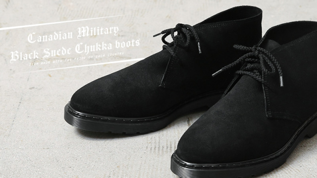 実物 新品 デッドストック カナダ軍 スエード チャッカブーツ ブラック 
