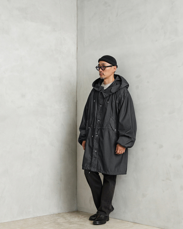 実物 新品 デッドストック 米軍 スノーカモ モッズコート BLACK染め 