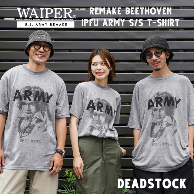 【即日出荷対応】WAIPER.inc 実物 新品 デッドストック 米軍 リメイク BEETHOVEN ILLUSTRATED IPFU ARMY ショートスリーブ Tシャツ【キャンペーン対象外】【T】 ミリタリー