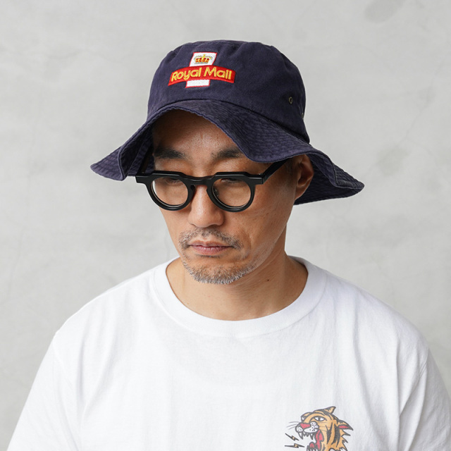 実物 USED イギリス ROYAL MAIL ロイヤルメール 刺繍ロゴ ブッシュハット ネイビー【キャンペーン対象外】【I】ミリタリー