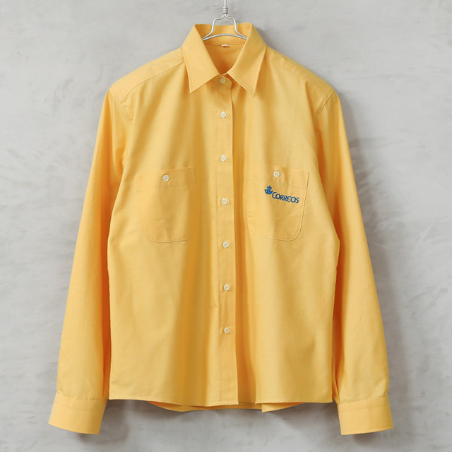実物 新品 デッドストック スペイン Correos コレオス ロングスリーブ ボタンダウンシャツ レディース イエロー【キャンペーン対象外】【I】ミリタリー