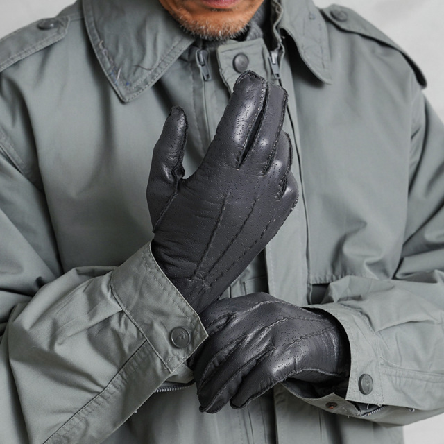 実物 新品 デッドストック チェコ軍 レザーグローブ ぺブレット グレー