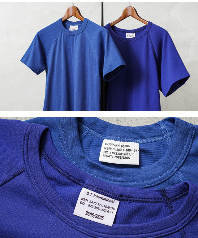 ラグランスリーブクッキーTシャツ(コバルトブルー/レッド) 実物 新品 デッドストック オランダ軍 ショートスリーブ