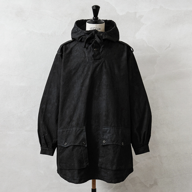 実物 新品 デッドストック スウェーデン軍 M-39 コットン プルオーバー スノーカモパーカー 2ボタン UNEVEN DYEING BLACK染め【キャンペーン対象外】【I】
