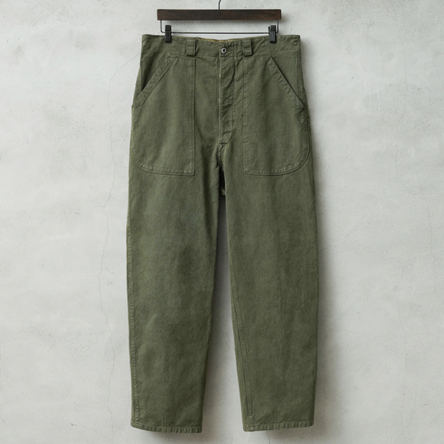 実物 USED スイス軍 1950年代 前期型 ヴィンテージ デニムワークパンツ OLIVE染め【キャンペーン対象外】【I】