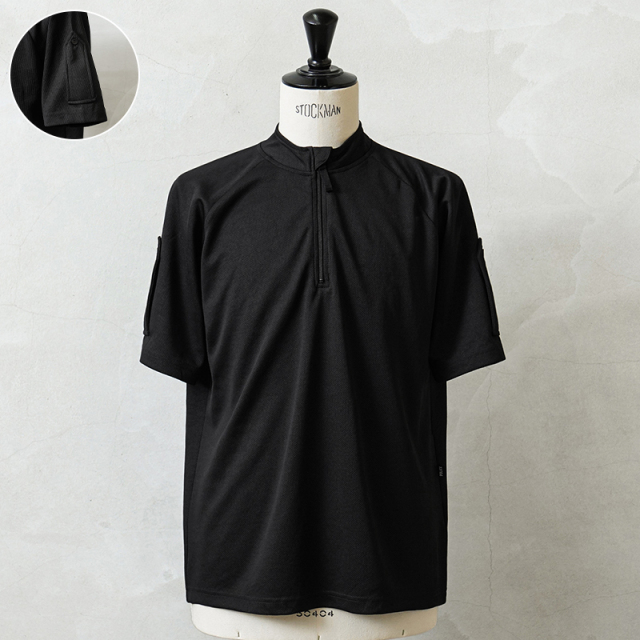 実物 USED イギリス警察 クールマックス BLACK POLICE ショートスリーブ ハーフジップ シャツ エポレットスリーブ 刺繍なし【#9】【キャンペーン対象外】【I】