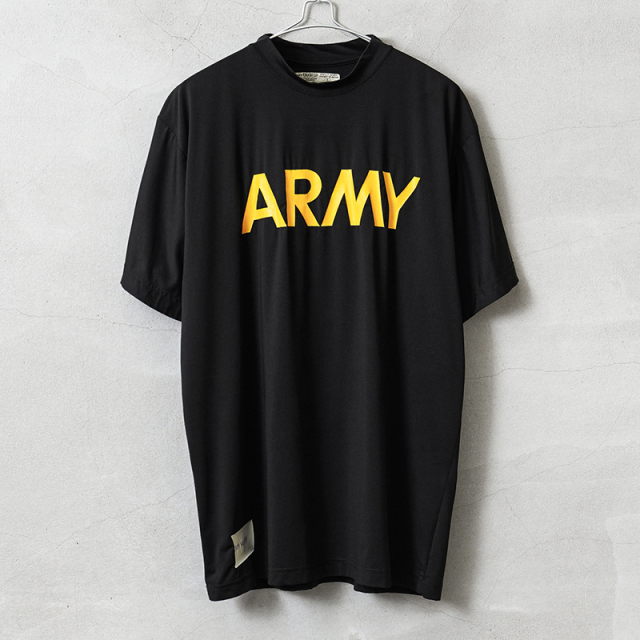 実物 USED 米軍 U.S.ARMY ブラック トレーニングTシャツ マイクロナイロン #1【キャンペーン対象外】【I】