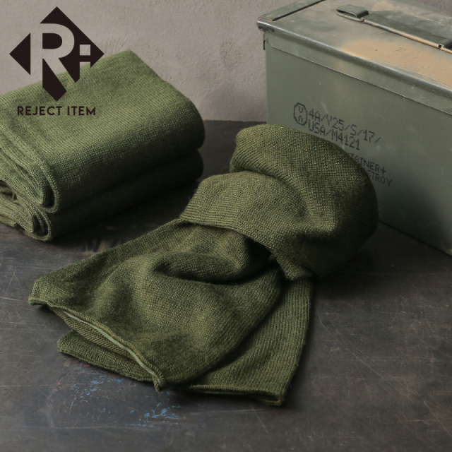 【ネコポス便対応】リジェクト 訳あり品 実物 USED 米軍 ウールマフラー OD【キャンペーン対象外】【I】 ミリタリー