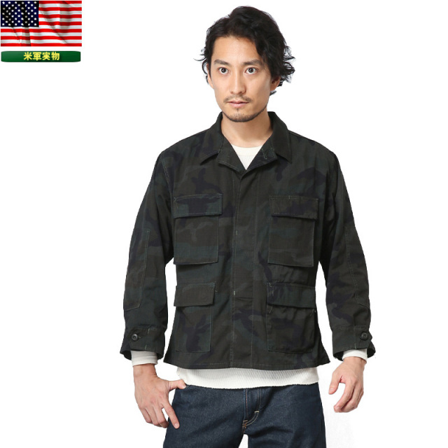 実物 新品 米軍 BDU WOODLAND CAMO ジャケット BLACK染め ミリタリージャケット 米軍放出品 ミリタリーファッション 軍服【キャンペーン対象外】【I】