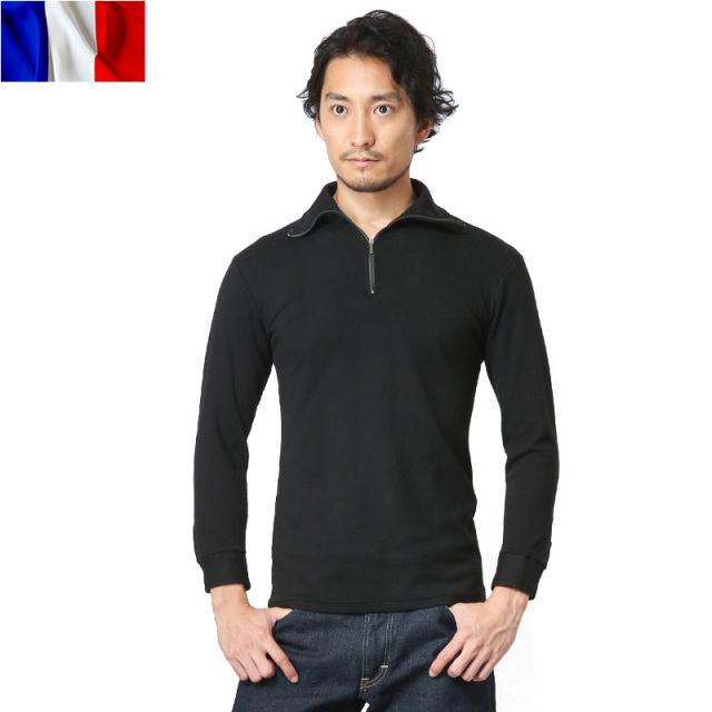 実物 新品 フランス軍 F-1アンダーシャツ BLACK染め ミリタリーファッション 軍服【キャンペーン対象外】【T】