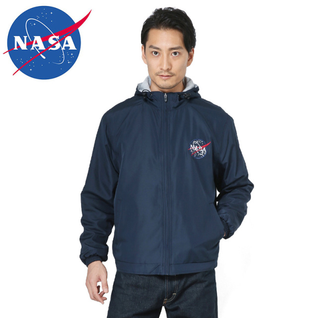★カートで割引対象品★NASA公式 OFFICIAL ナサ オフィシャル COLLEGIATE ジップアップ パーカー NAVY BLUE ミリタリー 宇宙【T】