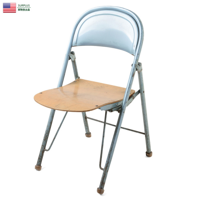 【別途送料1,650円】実物 米軍 American Seating製 1940’s フォールディングチェア USED イス 米軍放出品 家具【キャンペーン対象外】【T】ミリタリー［北海道沖縄離島配送不可］【K】
