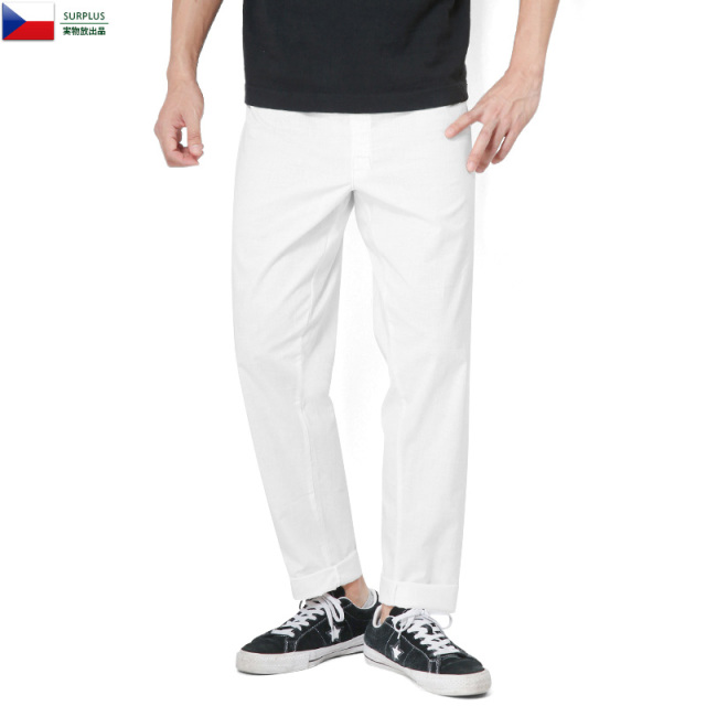 実物 新品 チェコ軍 ケミカルアンダーイージーパンツ ホワイト ケミカルパンツ ミリタリーファッション 軍パン 軍服【キャンペーン対象外】【T】