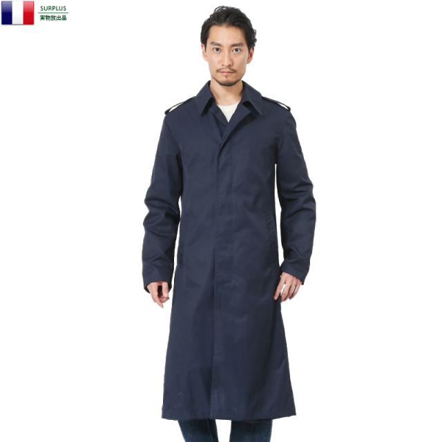 実物 新品 フランス軍 エアフォース ステンカラーコート NAVY ミリタリーコート 軍服 軍放出品 ミリタリーファッション【キャンペーン対象外】【T】