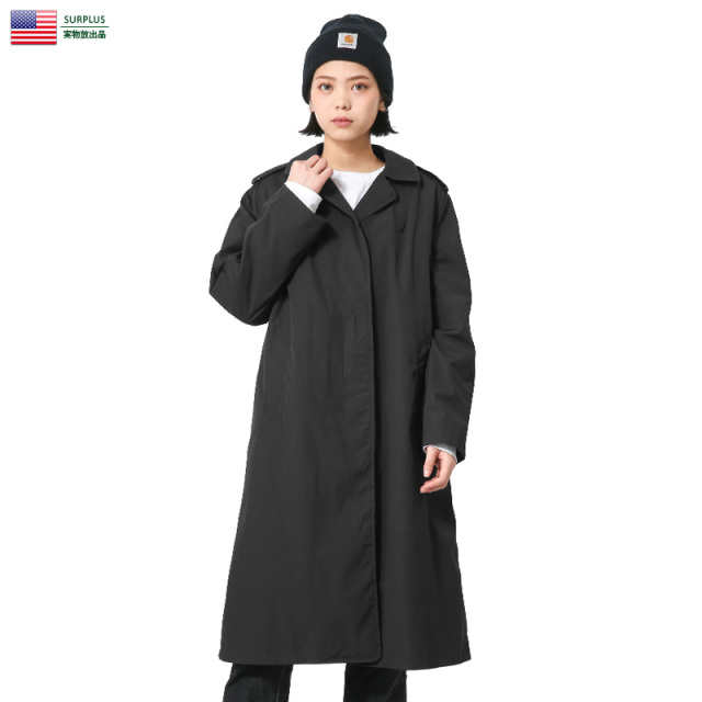 実物 USED 米軍 U.S.NAVY レディース ブラックステンカラーコート ライナー付き 米軍放出品 ミリタリーファッション 軍服【キャンペーン対象外】【I】