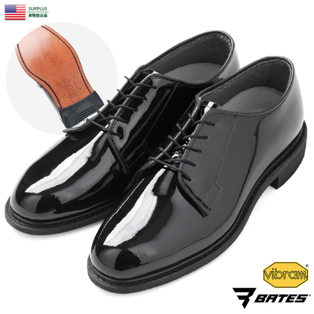 実物 新品 米軍 BATES製 オフィサーシューズ / オックスフォードシューズ レザーアウトソール・VIBRAMヒール・エナメルブラック E00007D【キャンペーン対象外】【T】ミリタリー