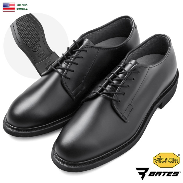 実物 新品 米軍 BATES製 オフィサーシューズ / オックスフォードシューズ Vibramラバーアウトソール・マットブラック E00968【キャンペーン対象外】【T】ミリタリー