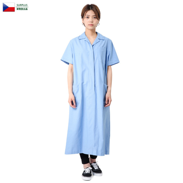 ☆今だけ15%OFF☆実物 新品 チェコ軍 ナースコート / シャツワンピース SAX BLUE レディース 軍放出品 ミリタリーファッション 軍服【キャンペーン対象外】【T】