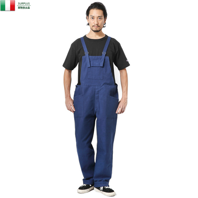 実物 新品 イタリア軍 モールスキン サロペット 軍放出品 ミリタリーファッション 軍パン 軍服【キャンペーン対象外】【T】