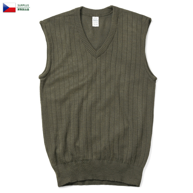 ☆今だけ15%OFF☆実物 新品 チェコ軍 M-85 Vネック ニット ベスト セーター 軍放出品 ミリタリーファッション 軍服【キャンペーン対象外】【I】
