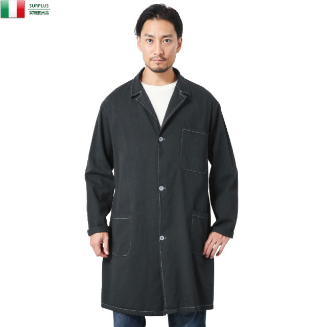 実物 新品 イタリア軍 コットンツイル ワークコート BLACK染め ミリタリーファッション 軍服 軍放出品【キャンペーン対象外】【I】