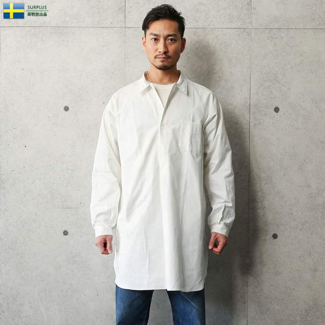 実物 新品 デッドストック スウェーデン軍 ヴィンテージ グランパシャツ【キャンペーン対象外】 軍服 ミリタリーファッション【I】
