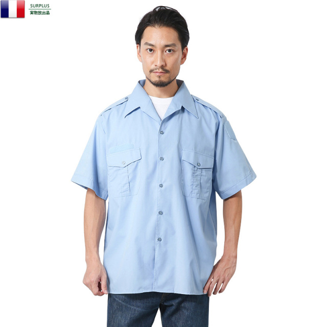 実物 新品 デッドストック フランス軍 1980’s 憲兵隊 ポリスシャツ 半袖【キャンペーン対象外】 軍服 ミリタリーファッション【I】