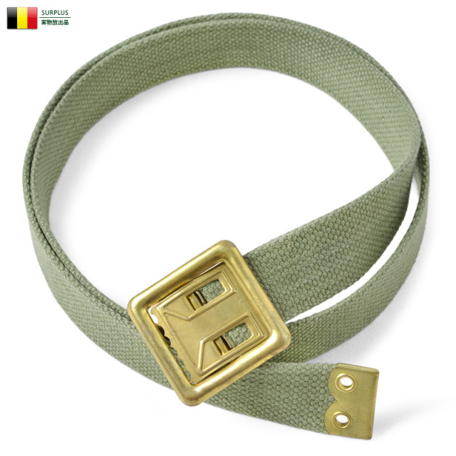 【ネコポス便対応】実物 USED ベルギー軍 M-54 オープンバックル キャンバスベルト（キャンペーン対象外） 軍服 ミリタリーファッション【T】