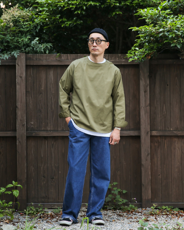 デッドストック ルーマニア軍 スリーピングシャツ 肩開き オリーブ  